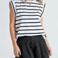 Striped Round Neck Cap Sleeve T-Shirt