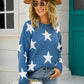 Star Round Neck Dropped Shoulder Sweater