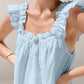 Ruffled Square Neck Top and Shorts Set