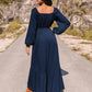 Long Sleeve Lace Trim Maxi Dress