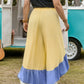 Plus Size Contrast Ruffled Wide Leg Pants