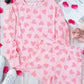 Heart Print Round Neck Top and Shorts Lounge Set