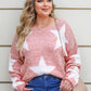 Plus Size Star Round Neck Long Sleeve Sweater