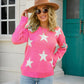 Star Round Neck Dropped Shoulder Sweater