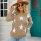 Star Round Neck Dropped Shoulder Sweater