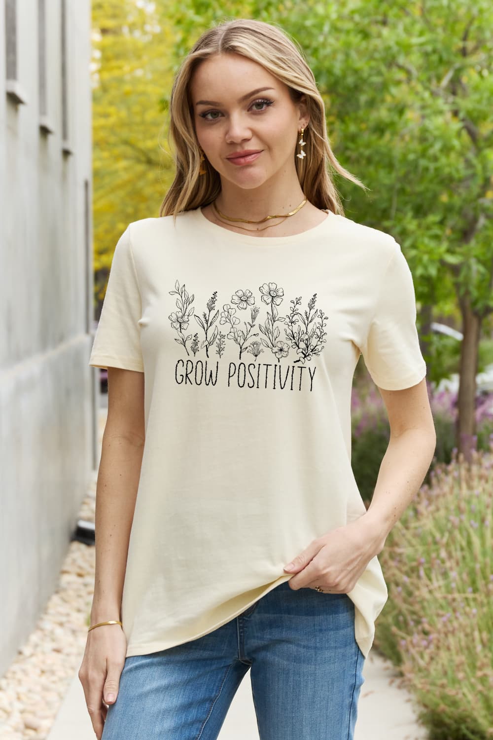 Simply Love Simply Love GROW POSITIVITY Graphic Cotton Tee