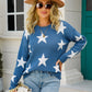 Star Round Neck Dropped Shoulder Sweater