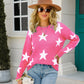 Star Round Neck Dropped Shoulder Sweater