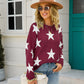 Star Round Neck Dropped Shoulder Sweater