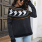 Ribbed Round Neck Long Sleeve Pullover Sweater