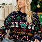 Christmas Print Crewneck Dropped Shoulder Sweater