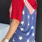 Drawstring Star & Stripes Half Sleeve Hooded Top