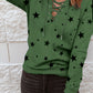 Star Pattern Lace-Up Hoodie