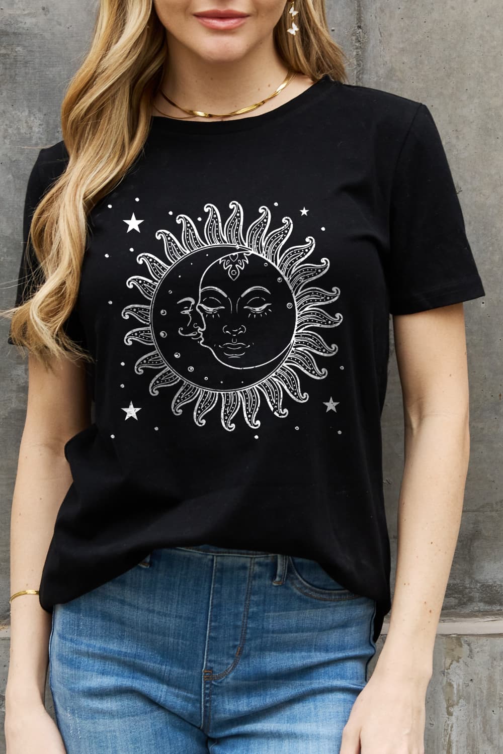 Simply Love Simply Love Sun and Star Graphic Cotton Tee