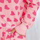 Heart Print Round Neck Top and Shorts Lounge Set