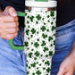 Dark Green Clover Print Thermos Cup with Handle 1200ml