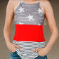 Star and Stripe Color Block Curved Hem Tank