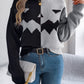 Contrast Round Neck Long Sleeve Sweater