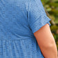 Plus Size Eyelet Round Neck Short Sleeve Blouse