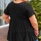 Plus Size Eyelet Round Neck Short Sleeve Blouse