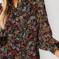 Printed Notched Long Sleeve Dress