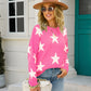 Star Round Neck Dropped Shoulder Sweater