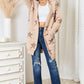 Star Pattern Open Front Longline Cardigan