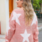 Plus Size Star Round Neck Long Sleeve Sweater