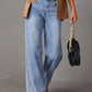 High Waist Straight Jeans with Pockets