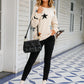 Star Pattern Round Neck Dropped Shoulder Sweater