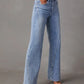 High Waist Straight Jeans with Pockets