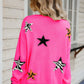 Star Pattern Round Neck Dropped Shoulder Sweater