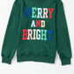 Full Size MERRY AND BRIGHT Cable Knit Pullover Sweatshirt