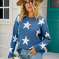 Star Round Neck Dropped Shoulder Sweater