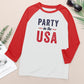 Simply Love PARTY IN THE USA Graphic Raglan Sleeve Tee