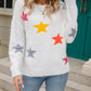 Star Pattern Round Neck Fuzzy Sweater