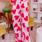 Heart Collared Neck Short Sleeve Top and Pants Lounge Set