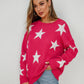 Star Round Neck Dropped Shoulder Sweater