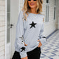 Star Pattern Round Neck Dropped Shoulder Sweater