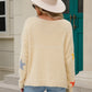 Star Pattern Round Neck Fuzzy Sweater