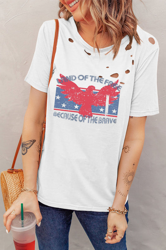 Cutout Graphic Round Neck Short Sleeve T-Shirt