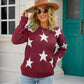 Star Round Neck Dropped Shoulder Sweater