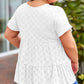 Plus Size Eyelet Round Neck Short Sleeve Blouse