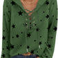 Star Pattern Lace-Up Hoodie