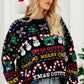 Christmas Print Crewneck Dropped Shoulder Sweater