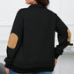 Plus Size Waffle-Knit Collared Neck Sweatshirt