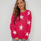 Star Round Neck Dropped Shoulder Sweater