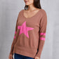 Star Scoop Neck Dropped Shoulder T-Shirt