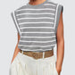 Striped Round Neck Cap Sleeve T-Shirt