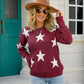 Star Round Neck Dropped Shoulder Sweater